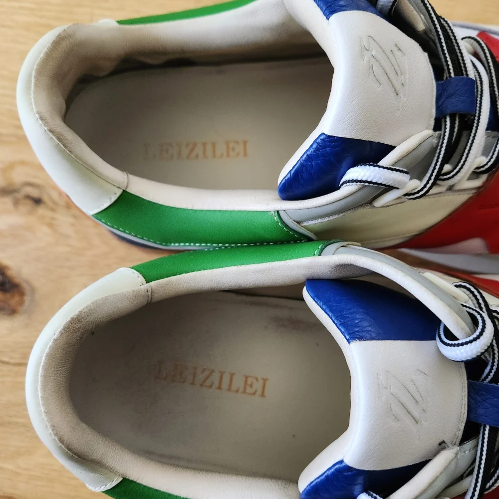 RARE Leizilei Calf Leather Sneakers Mens Size 12‎ Colorful Platform Shoes Y2k